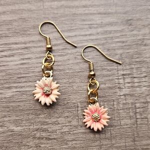 Elegant Gold and Pink Floral Earrings